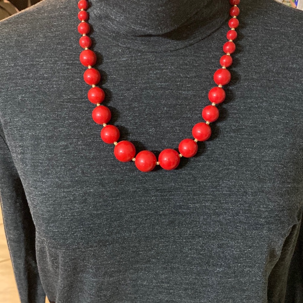 Vintage Red Beaded Necklace